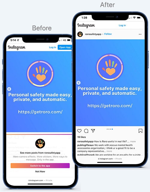 Instagram before and after